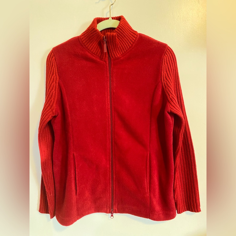 By Design Sport Size Small Red Fleece Jacket with snack pockets! Fitted